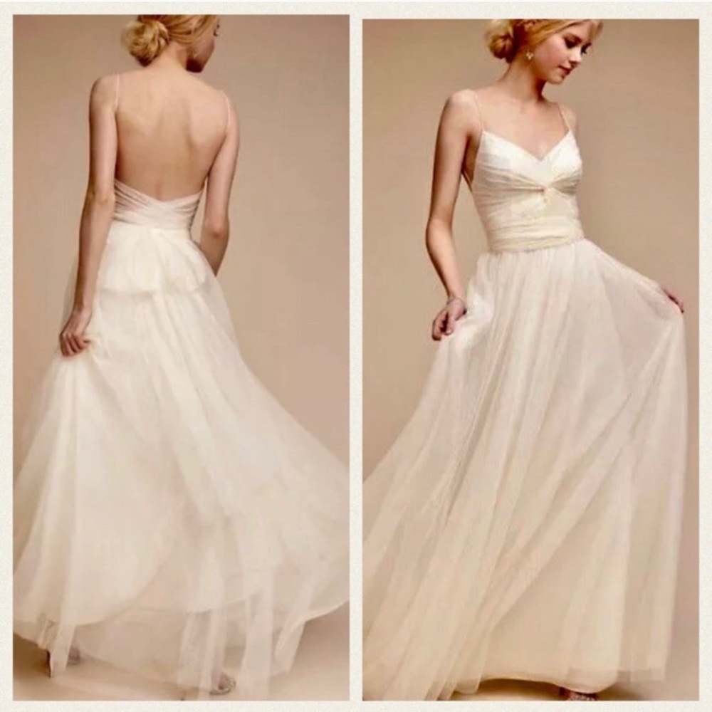 NWT Watters x BHLDN Tinsley Ivory Tulle Maxi Gown